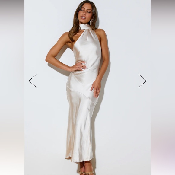 Hello Molly ATHENIAN SATIN MAXI DRESS CHAMPAGNE - Picture 4 of 11